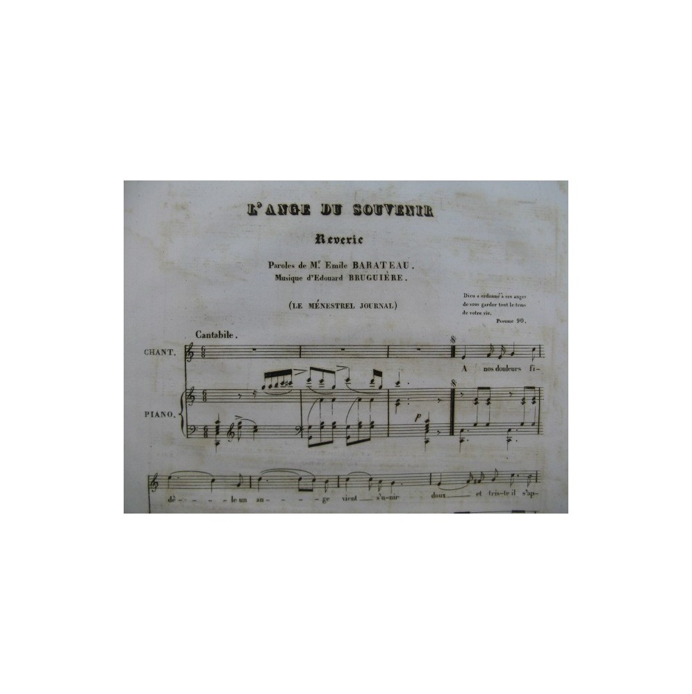 BRUGUIÈRE Edouard L'Ange du Souvenir Piano Chant 1835