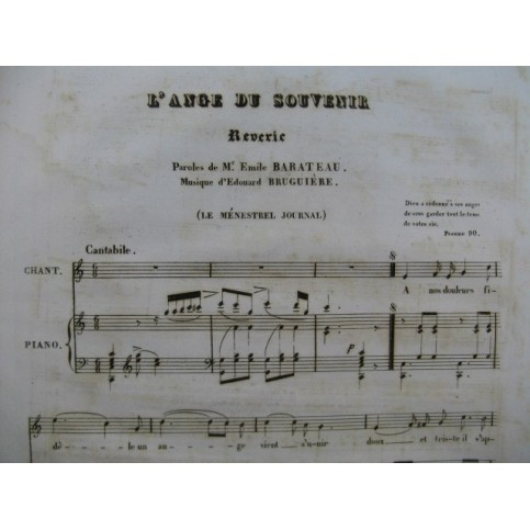 BRUGUIÈRE Edouard L'Ange du Souvenir Piano Chant 1835