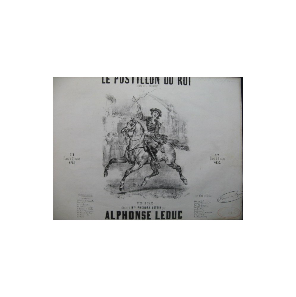 LEDUC Alphonse Le Postillon du roi Piano ca1845