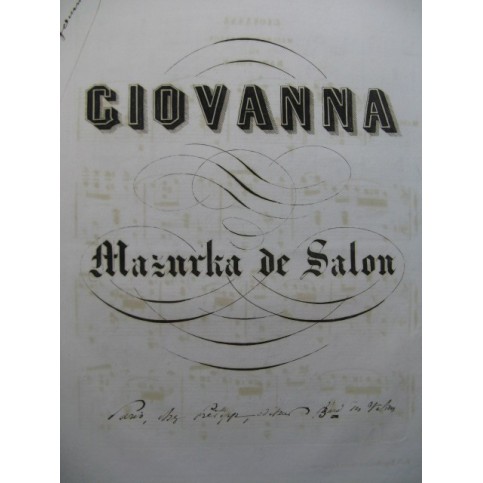 POLCK Karl Giovanna Piano XIXe siècle