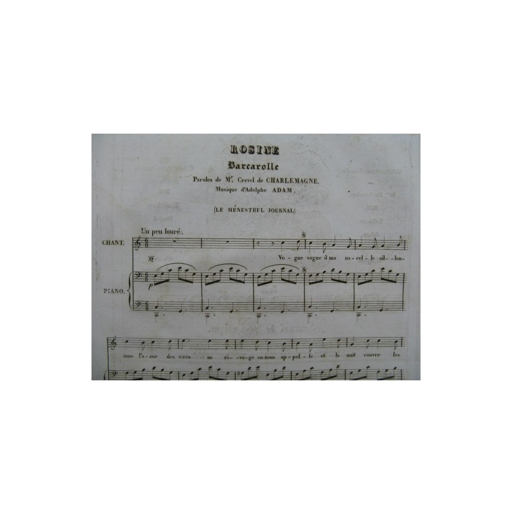 ADAM Adolphe Rosine Chant Piano 1835