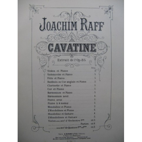 RAFF Joachim Cavatine Piano ca1890