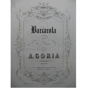 GORIA A. Barcarola Piano XIXe siècle