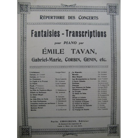 TAVAN Emile Myss Helyett Piano 1893