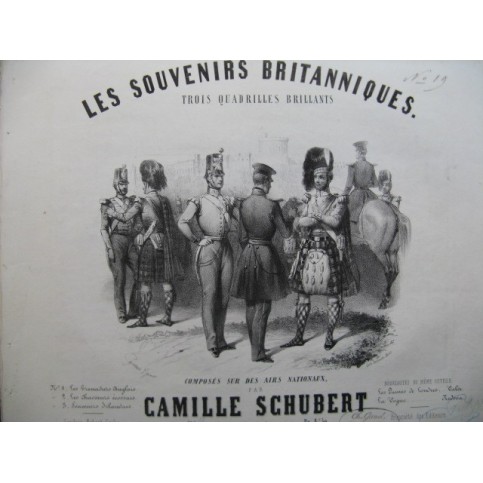 SCHUBERT Camille Les Souvenirs Britanniques Les Chasseurs Ecossais Piano ca1850