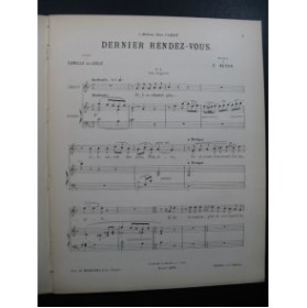 REYER E. Dernier Rendez-Vous Chant Piano 1896