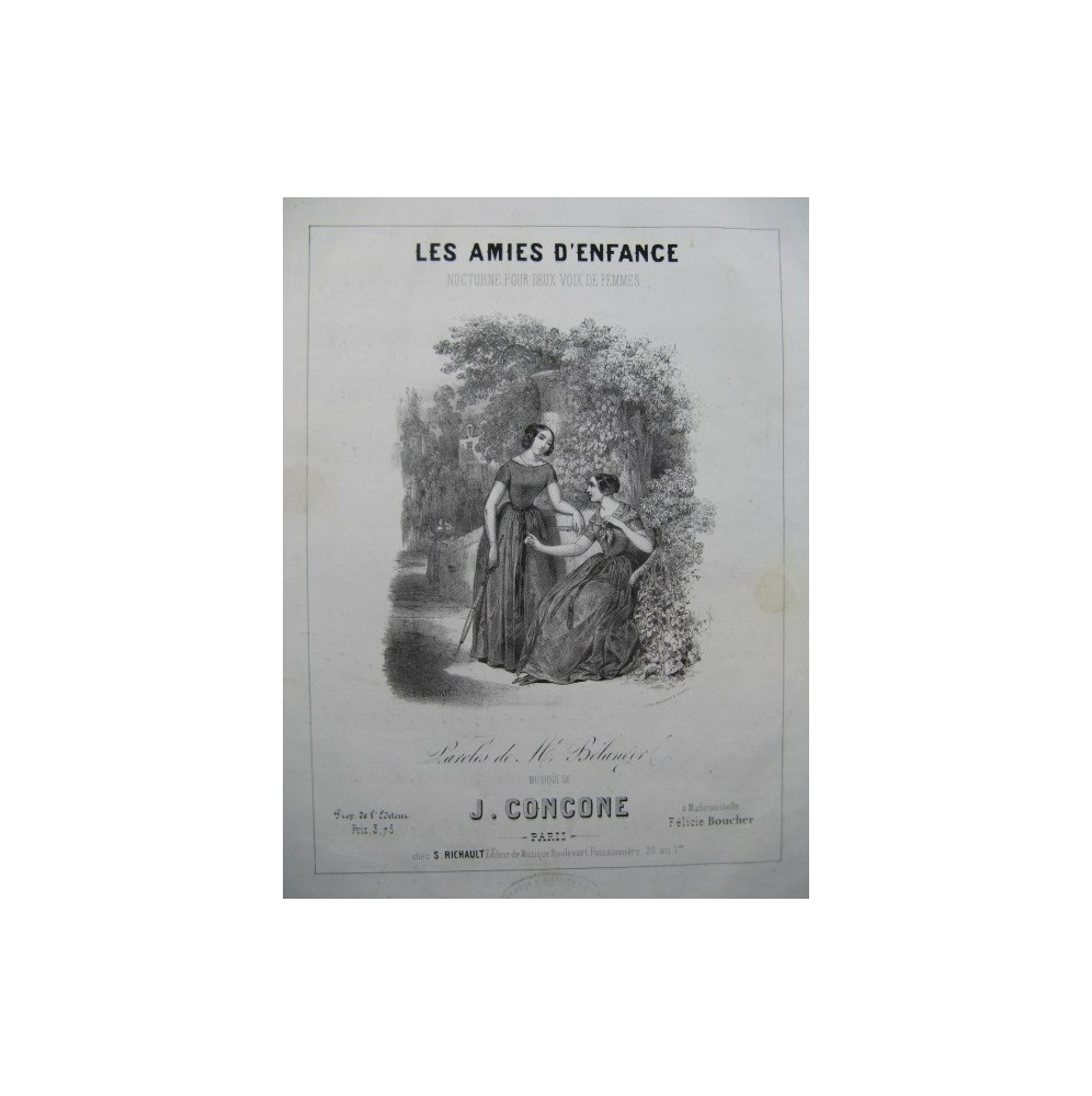 CONCONE Joseph Les Amies d'Enfance Chant Piano ca1845