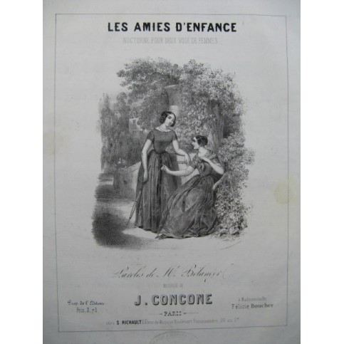CONCONE Joseph Les Amies d'Enfance Chant Piano ca1845
