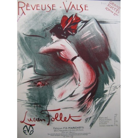 FOLLET Lucien Rêveuse Valse Chant Piano 1912