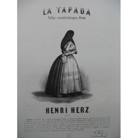 HERZ Henri La Tapada Polka du Pérou Piano XIXe
