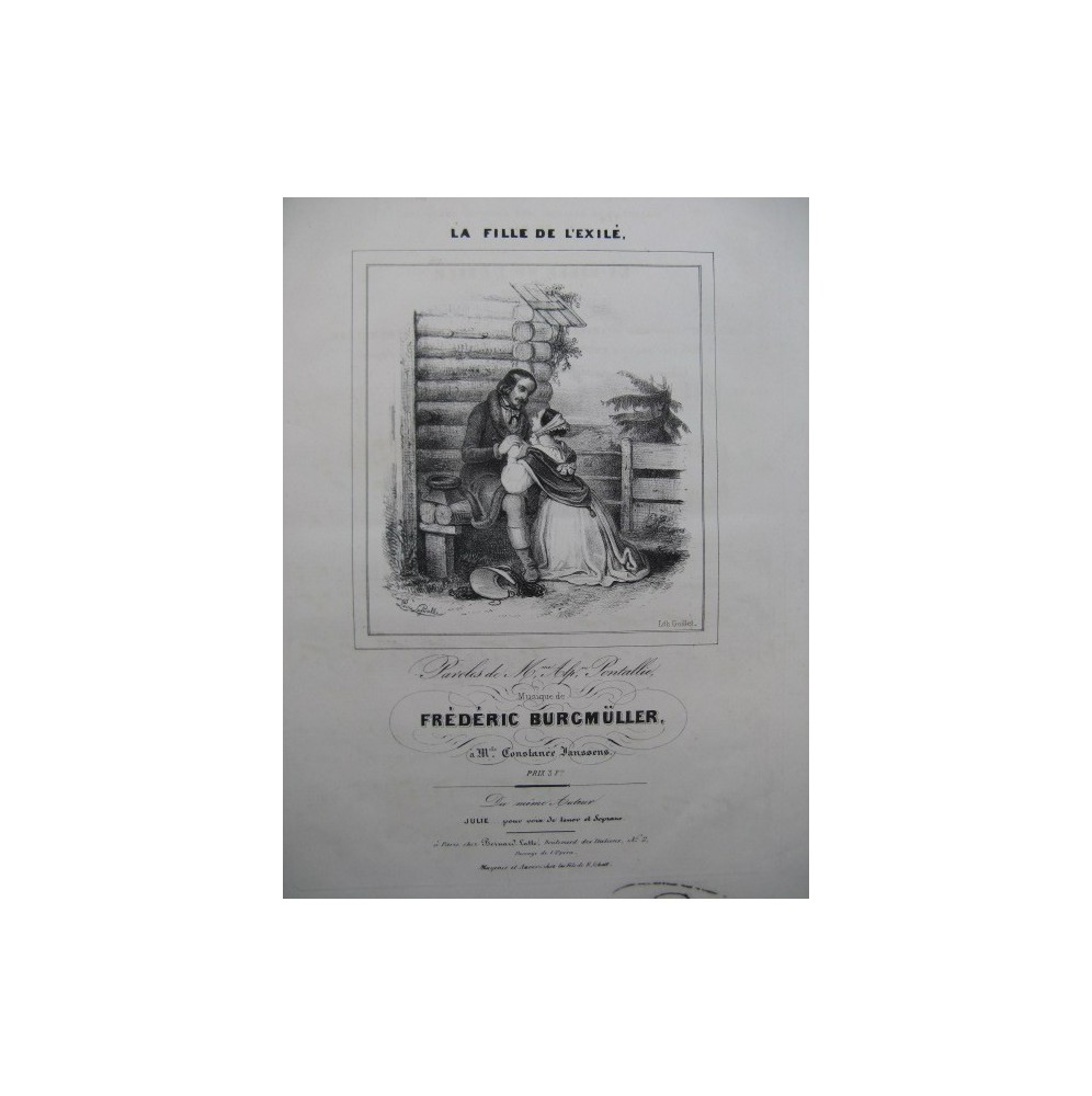 BURGMULLER Frédéric La Fille de L'Exilé Chant Piano 1840