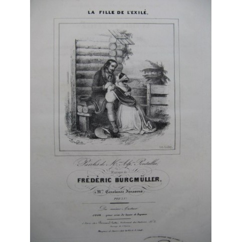BURGMULLER Frédéric La Fille de L'Exilé Chant Piano 1840
