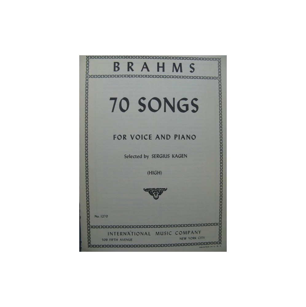 BRAHMS Johannes 70 Songs Chant Piano