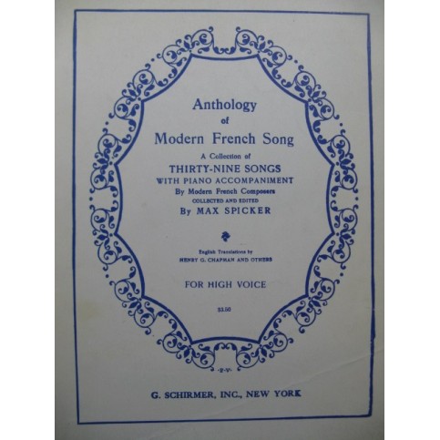 Anthology of Modern French Music 39 pièces Chant Piano