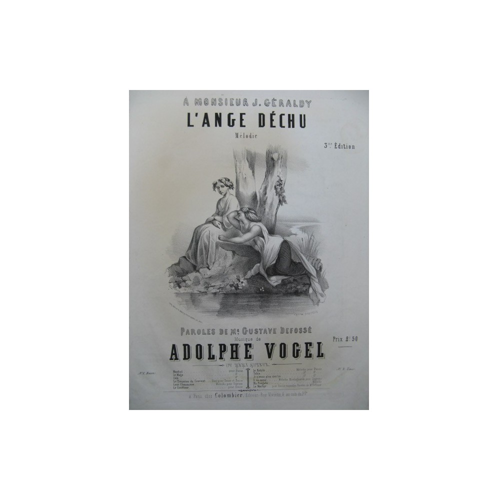 VOGEL Adolphe L'Ange Déchu Nanteuil Chant Piano ca1830