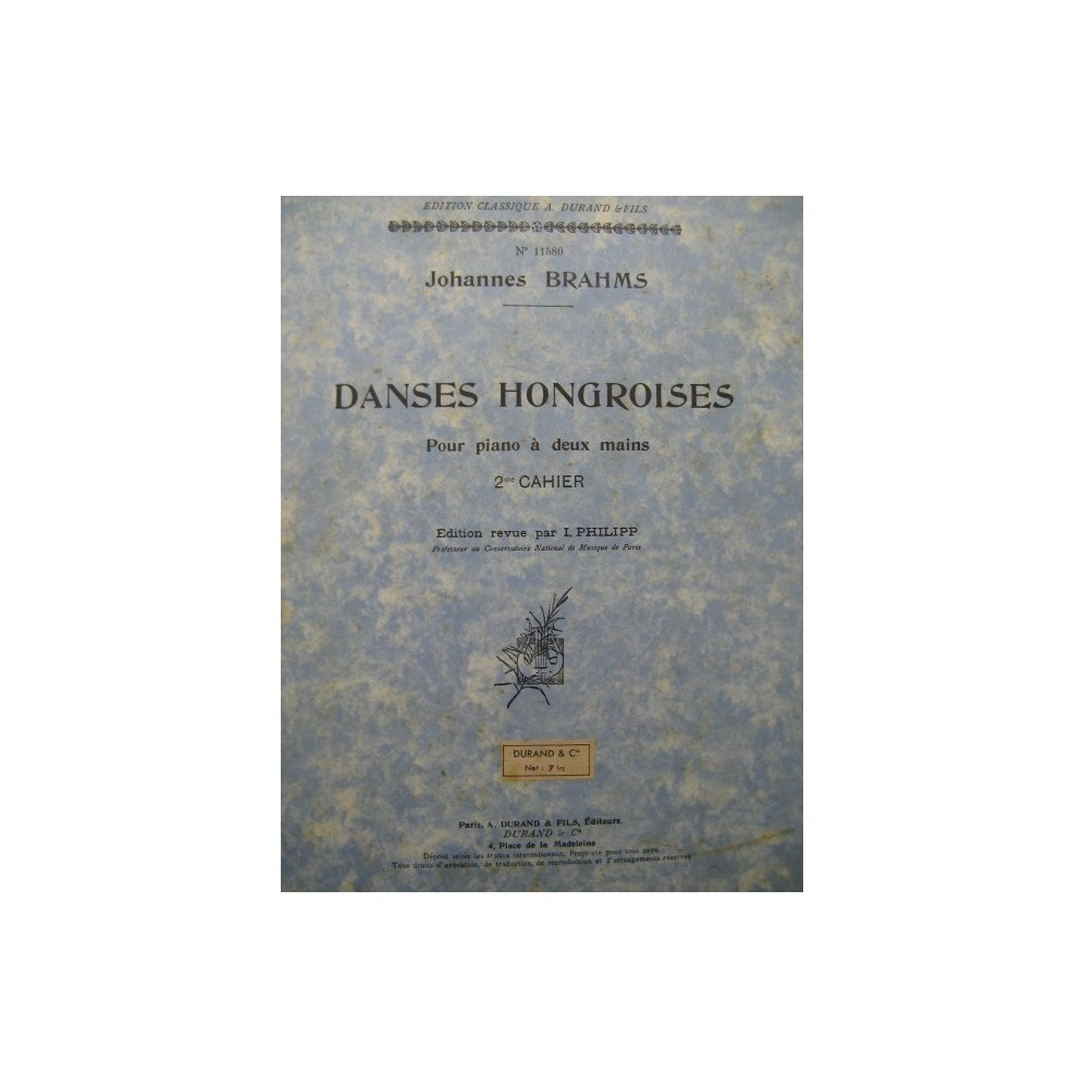 BRAHMS Johannes Danses Hongroises 2e Cahier Piano 1937