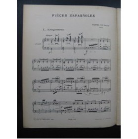 DE FALLA Manuel Pièces Espagnoles Piano 1909