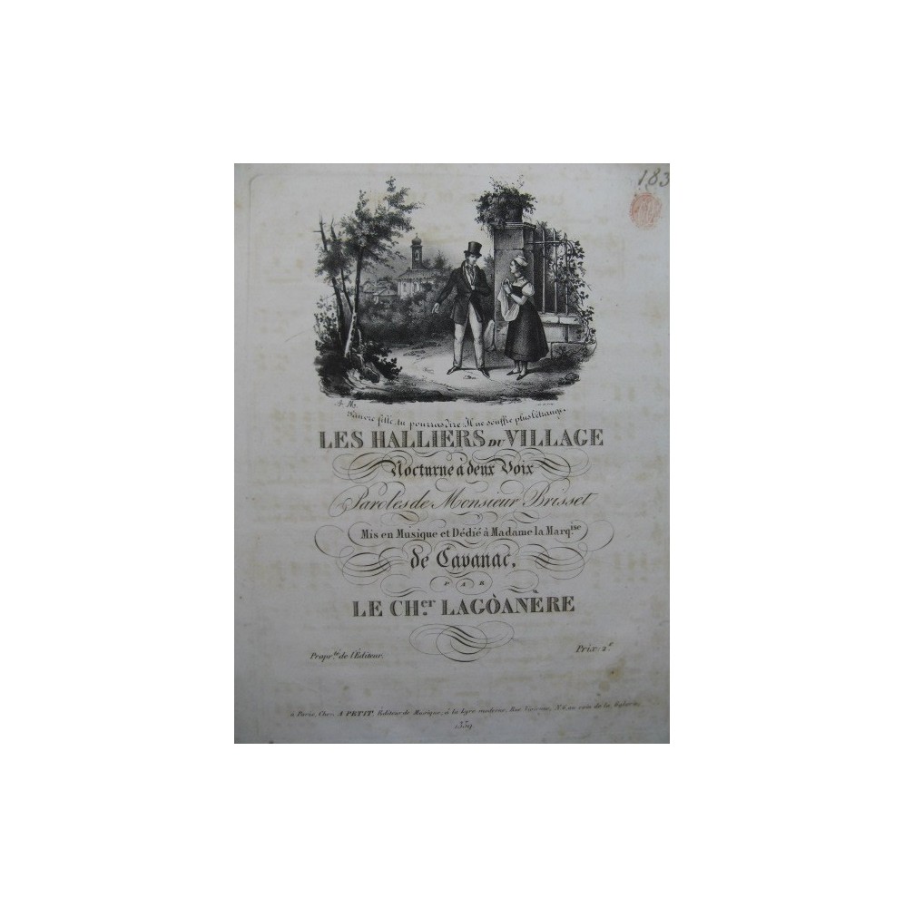 LAGOANERE Les Halliers du Village Piano Chant ca1820
