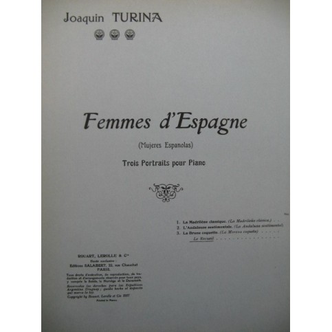 TURINA Joaquin Femmes d'Espagne Piano 1950