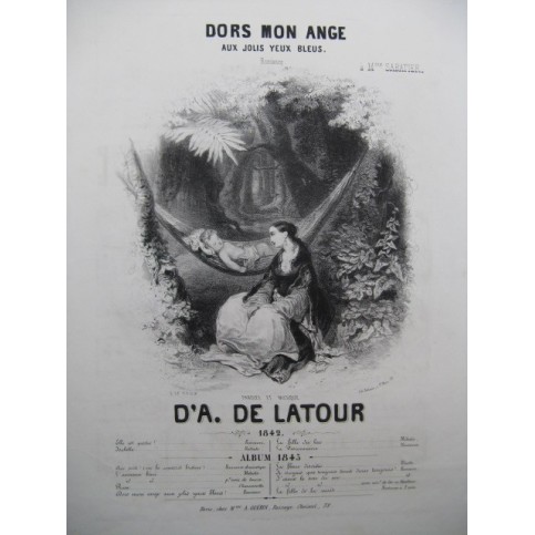 DE LATOUR Aristide Dors Mon Ange Chant Piano 1842