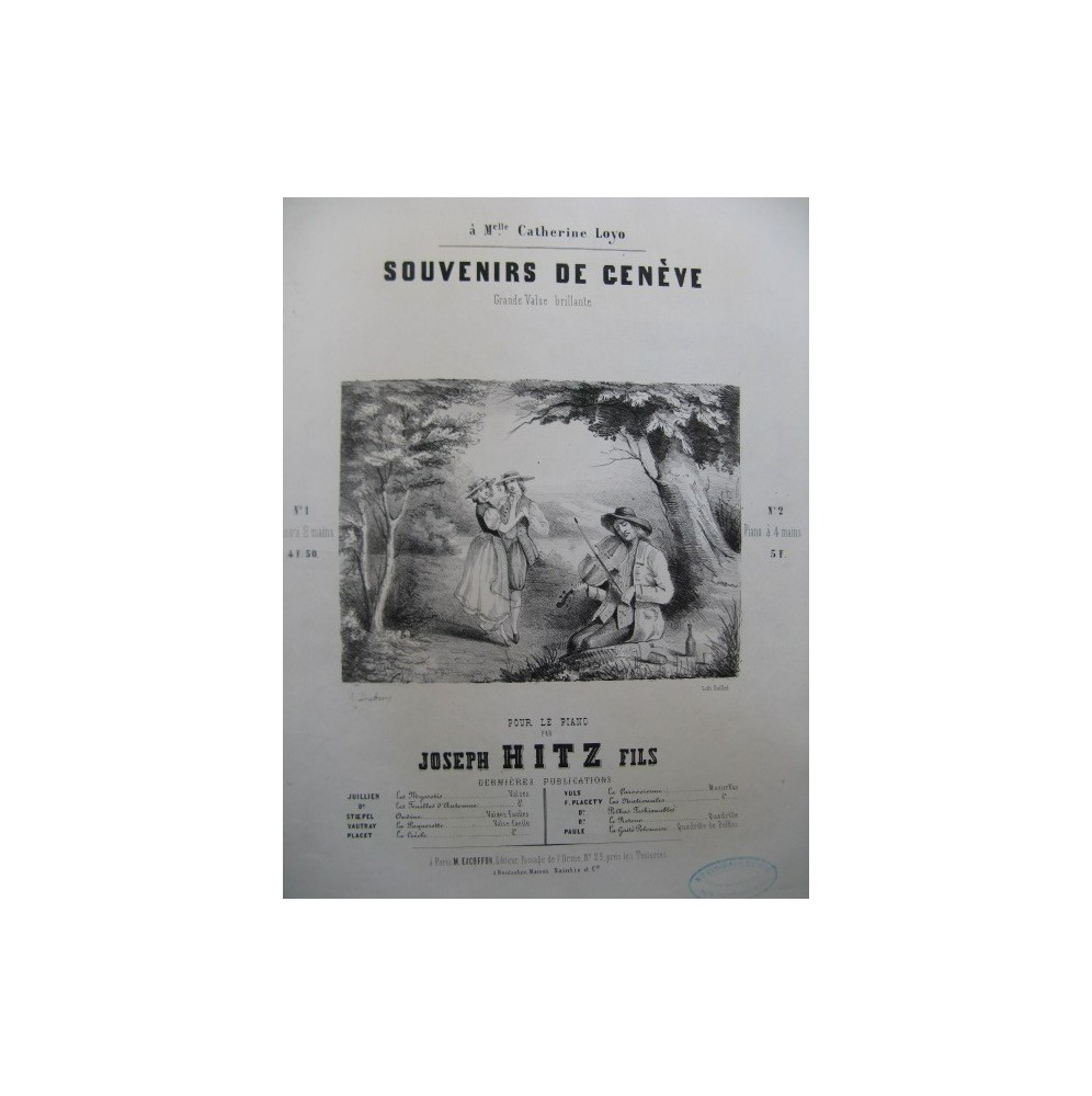 HITZ Joseph Fils Souvenirs de Genève Piano ca1840