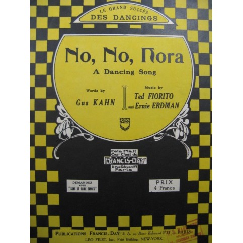 FIORITO Ted and ERDMAN Ernie No No Nora Chant Piano 1924