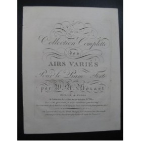 MOZART W. A. Airs Variés Ariette XI Piano ca1810