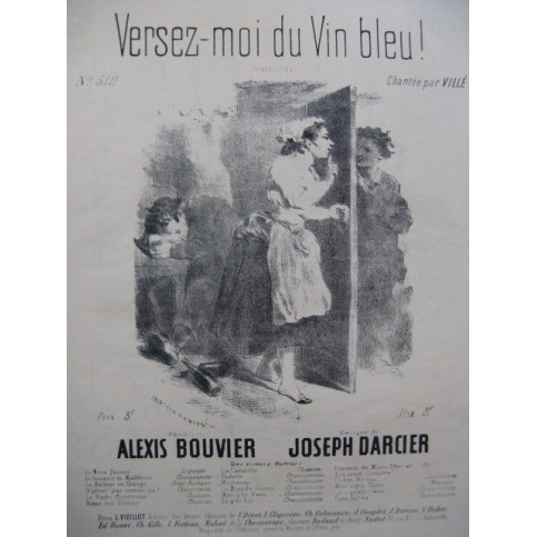 DARCIER Joseph Versez-moi du Vin bleu Nanteuil Chant Piano XIXe