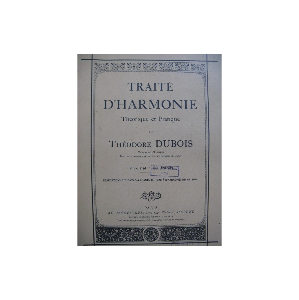 DUBOIS Théodore Traité d'Harmonie Théorique et Pratique 1943