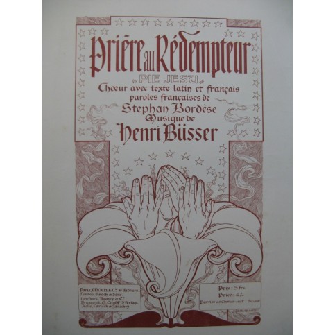 BÜSSER Henri Prière au Rédempteur Pie Jesu Dédicace Chant Orgue ou Piano 1899