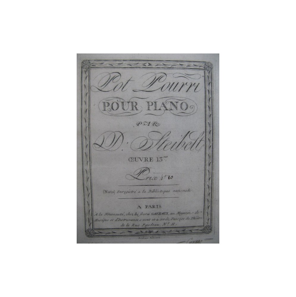STEIBELT Daniel Pot Pourri Piano ca1800