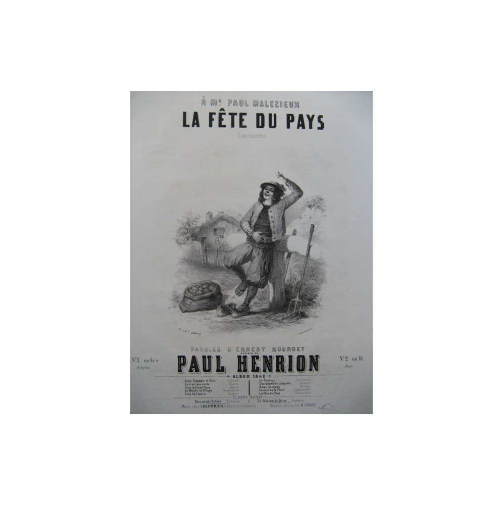 HENRION Paul La Fête du Pays Chant Piano 1849