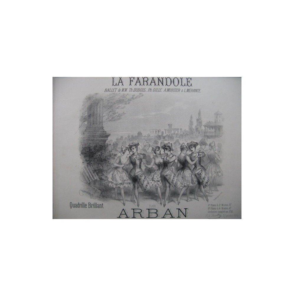 ARBAN La Farandole Quadrille Piano ca1880