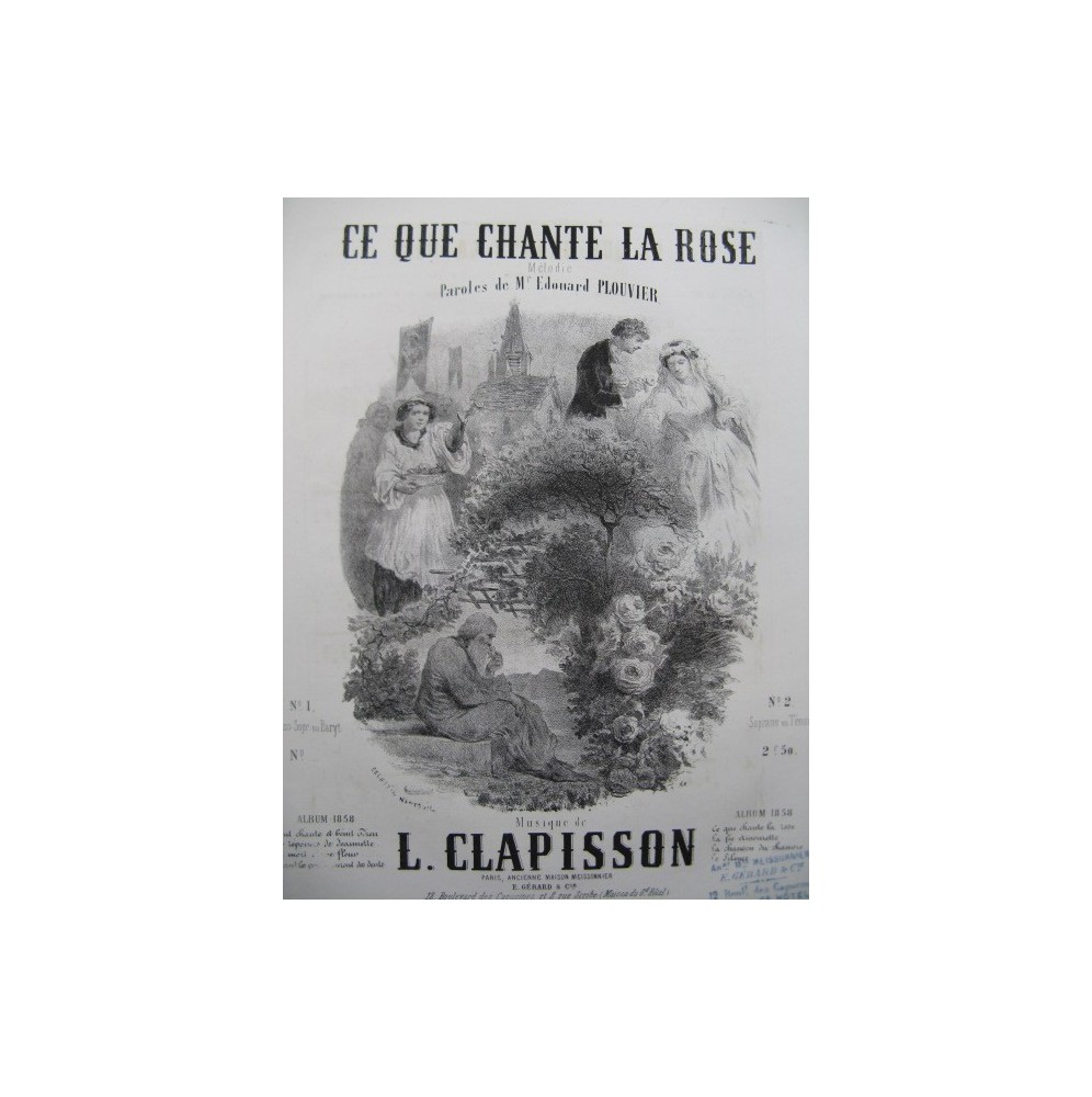 CLAPISSON Louis Ce que Chante la Rose Nanteuil Chant Piano ca1860