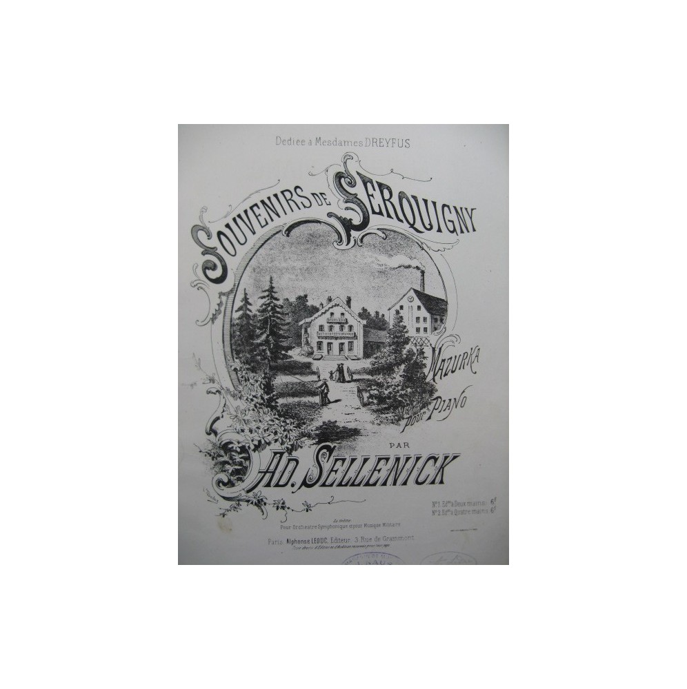 SELLENICK Adolphe Souvenirs de Serquigny Mazurka Piano 1883