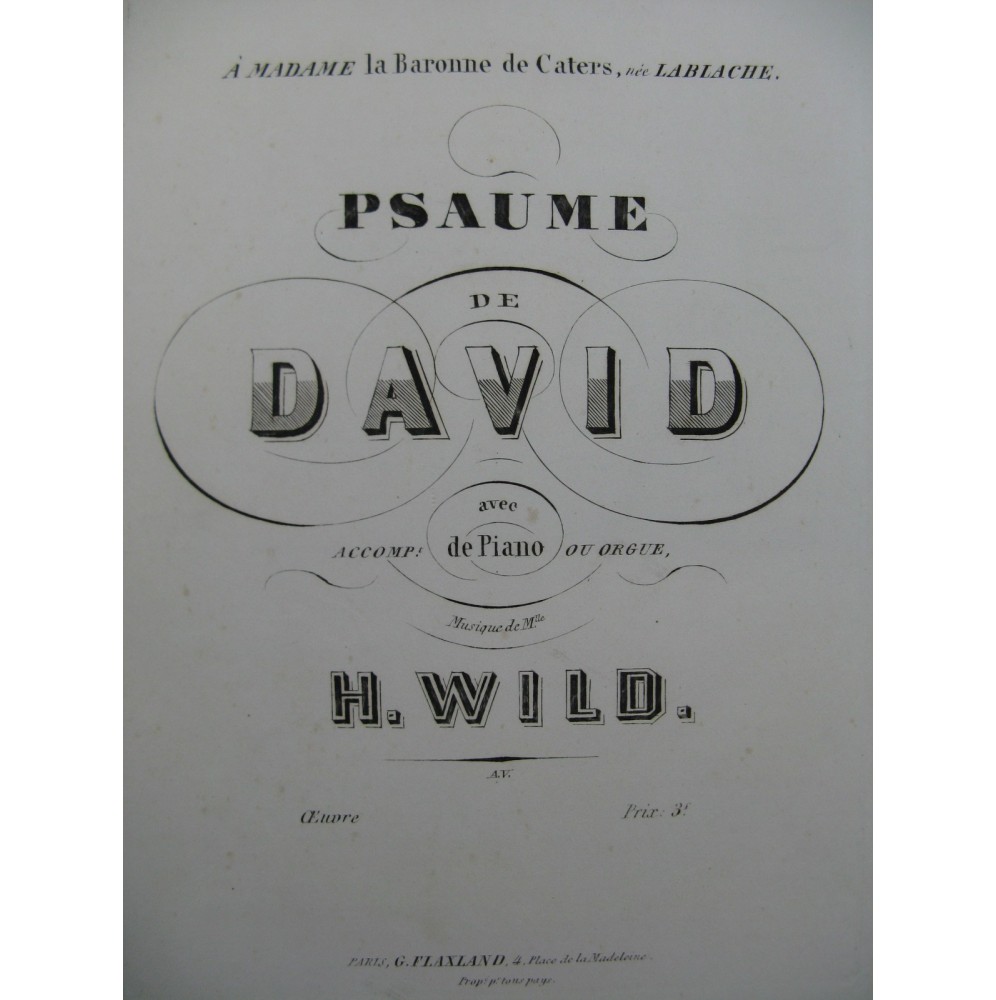 WILD H. Psaume de David Chant Piano ou Orgue XIXe