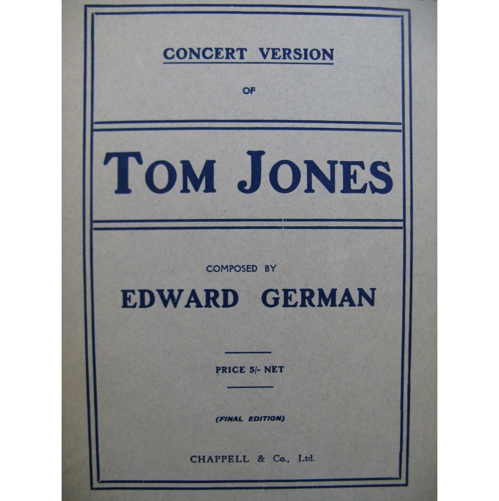 GERMAN Edward Tom Jones Opéra Chant Piano 1908