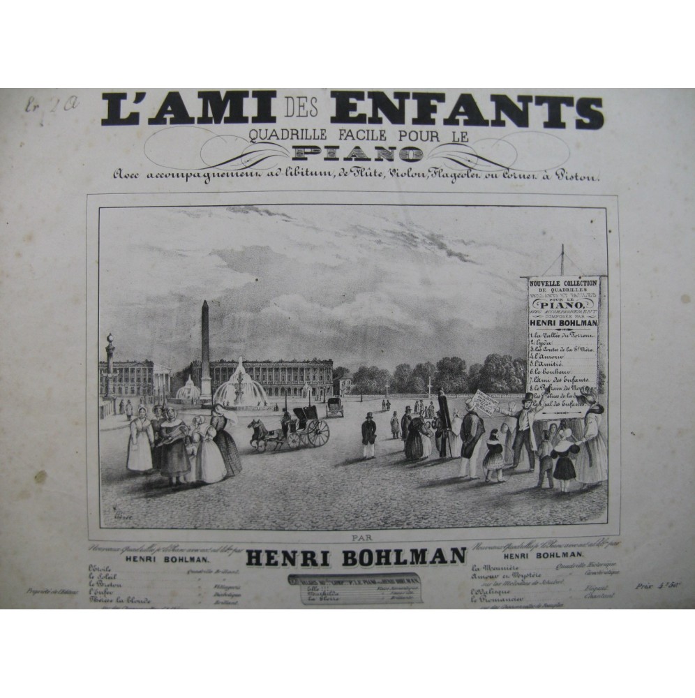BOHLMAN Henri L'Ami des Enfants Piano ca1850