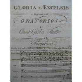 PERGOLESI Gloria in Excelsis Chant Piano ca1800