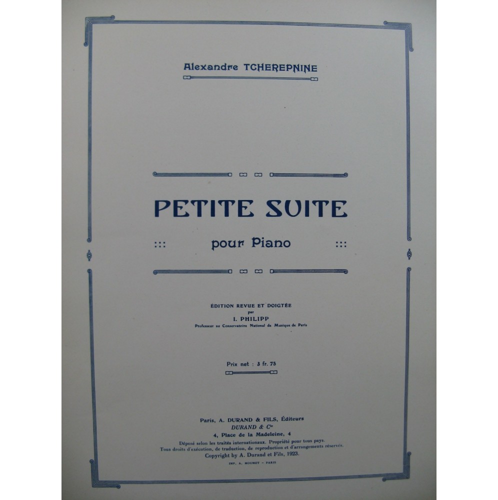TCHEREPNINE Alexandre Petite Suite Piano 1923