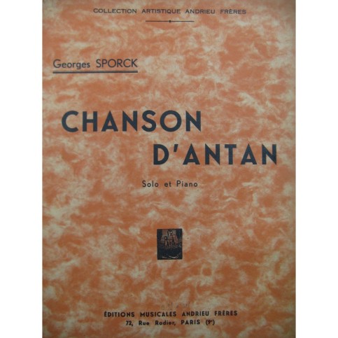SPORCK Georges Chanson d'Antan Piano Saxophone alto