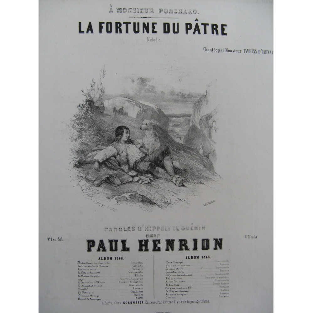 HENRION Paul La Fortune du Pâtre Chant Piano 1846