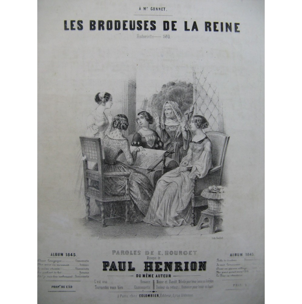 HENRION Paul Les Brodeuses de la Reine Piano Chant 1845