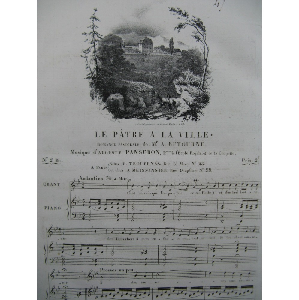 PANSERON Auguste Le Pâtre à la Ville Piano Chant ca1830