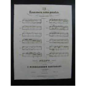 MENDELSSOHN 12 Romances op 9 et 19 Piano ca1852