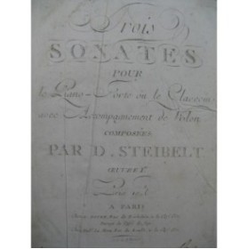 STEIBELT Daniel Trois Sonates op 1 Piano ou Clavecin ca1800