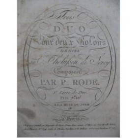 RODE Pierre Trois Duos 1er Livre pour 2 Violons 1796