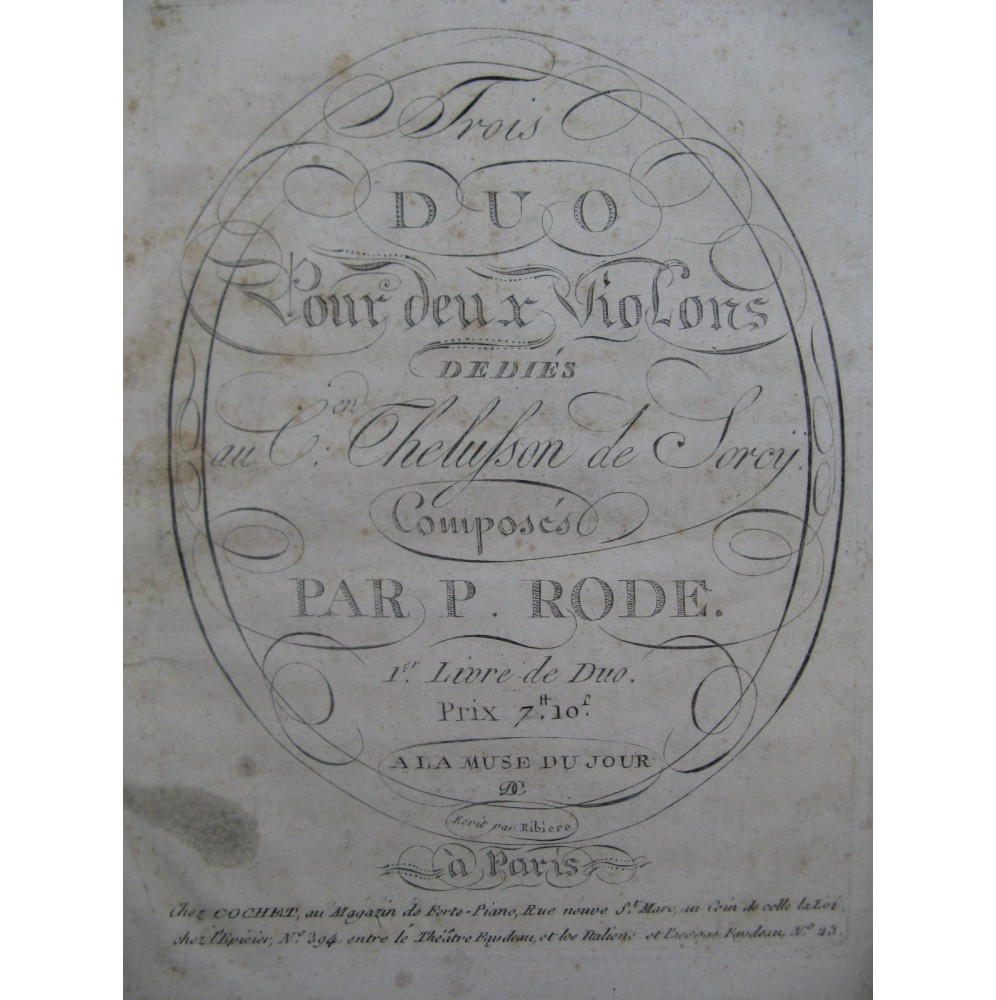 RODE Pierre Trois Duos 1er Livre pour 2 Violons 1796