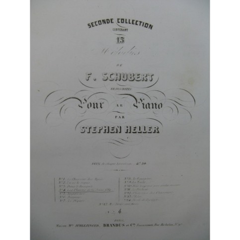 SCHUBERT Franz Les Plaintes de la Jeune Fille Piano ca1840