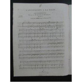 DE BEAUPLAN Amédée L'Invitation à la Valse Chant Piano ou Harpe ca1820